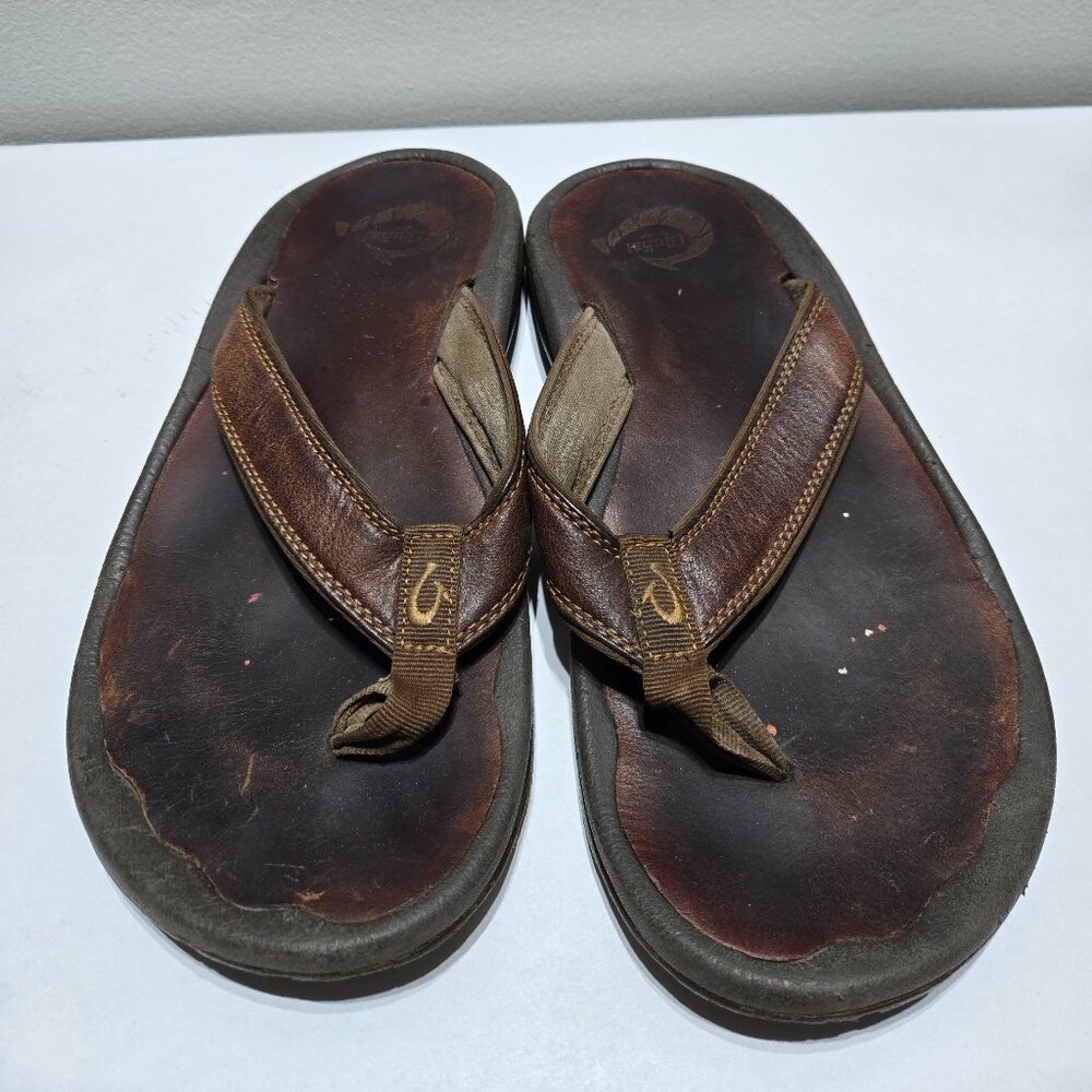 Men's Leather Olukai Sandals - Size 8